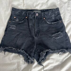 Primark Black Washed Denim Distressed Shorts